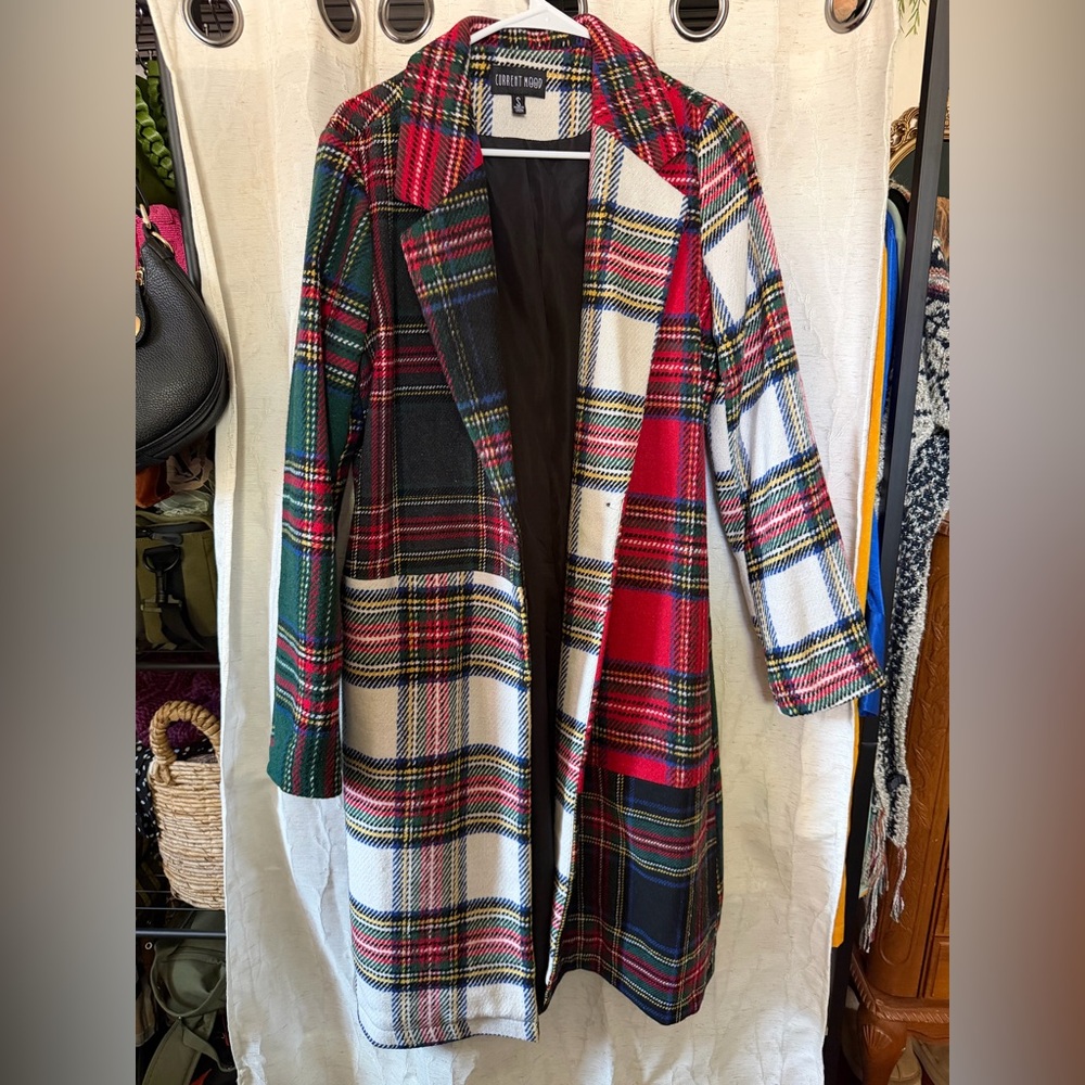 Patchwork Plaid Long Coat